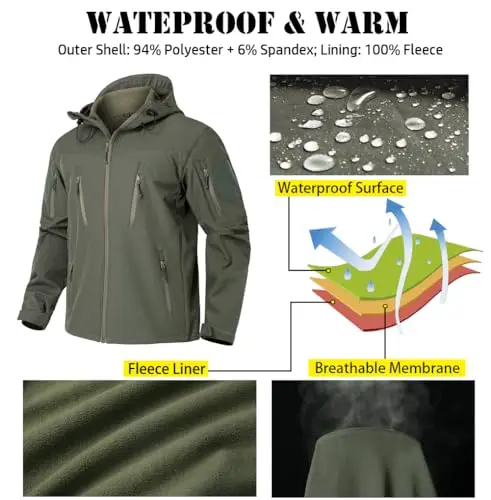 Breathable mens softshell jacket and Thin Canvas Fabric Plus Size tactical jacket for men winter