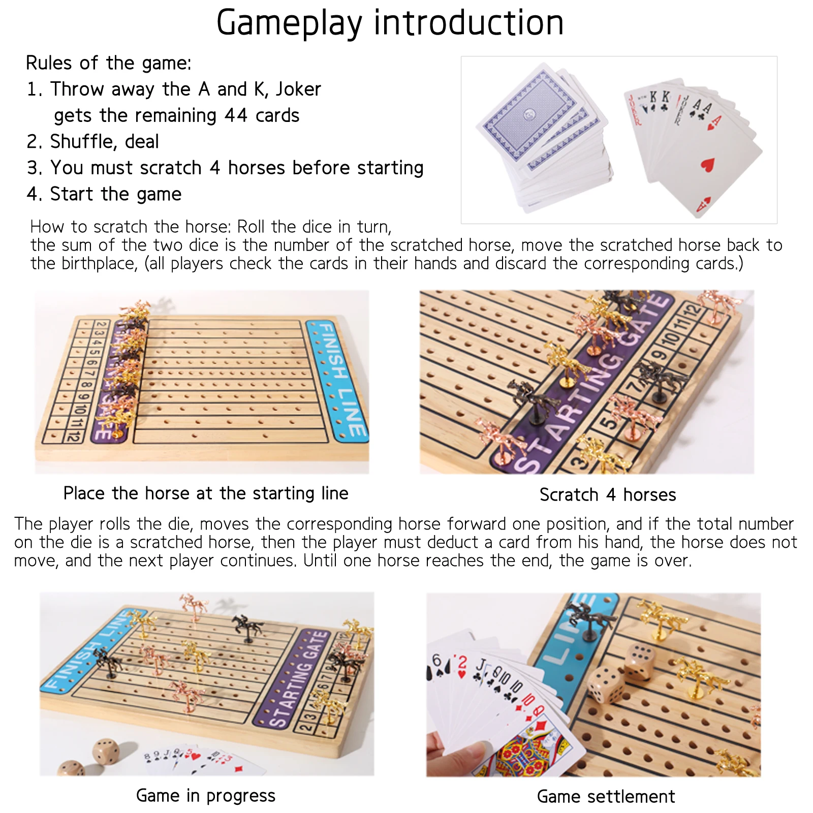 Wholesale New Design Smart Game Hot Sale Unisex Toys Montessori Early Educational Wooden Family Horse Racing Game Board for Kids