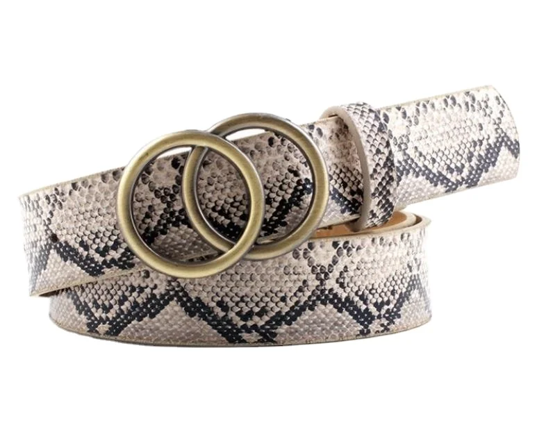 Wholesale Double Ring Soft Faux Dress Waist Fashion PU Leather Women Belt For Jeans