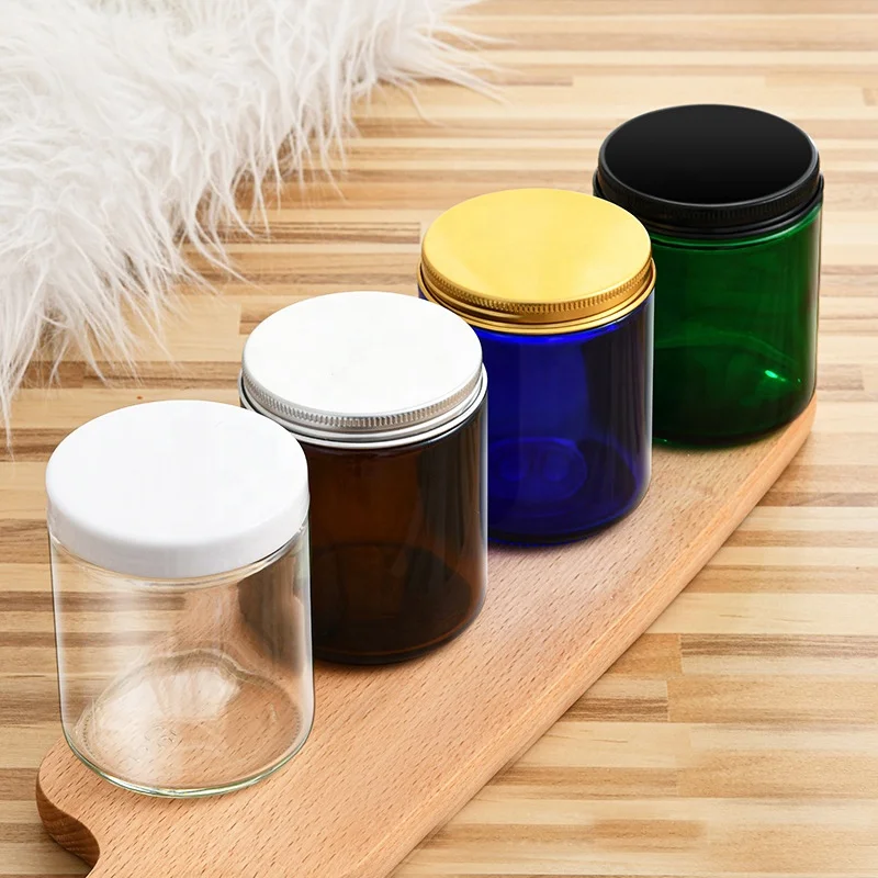 In Bulk USA Canada Hot Sale Food Grade Glass Containers 240 ml 270 ml 8 oz 9 oz Straight Sided Clear Glass Candle Jar with Lid