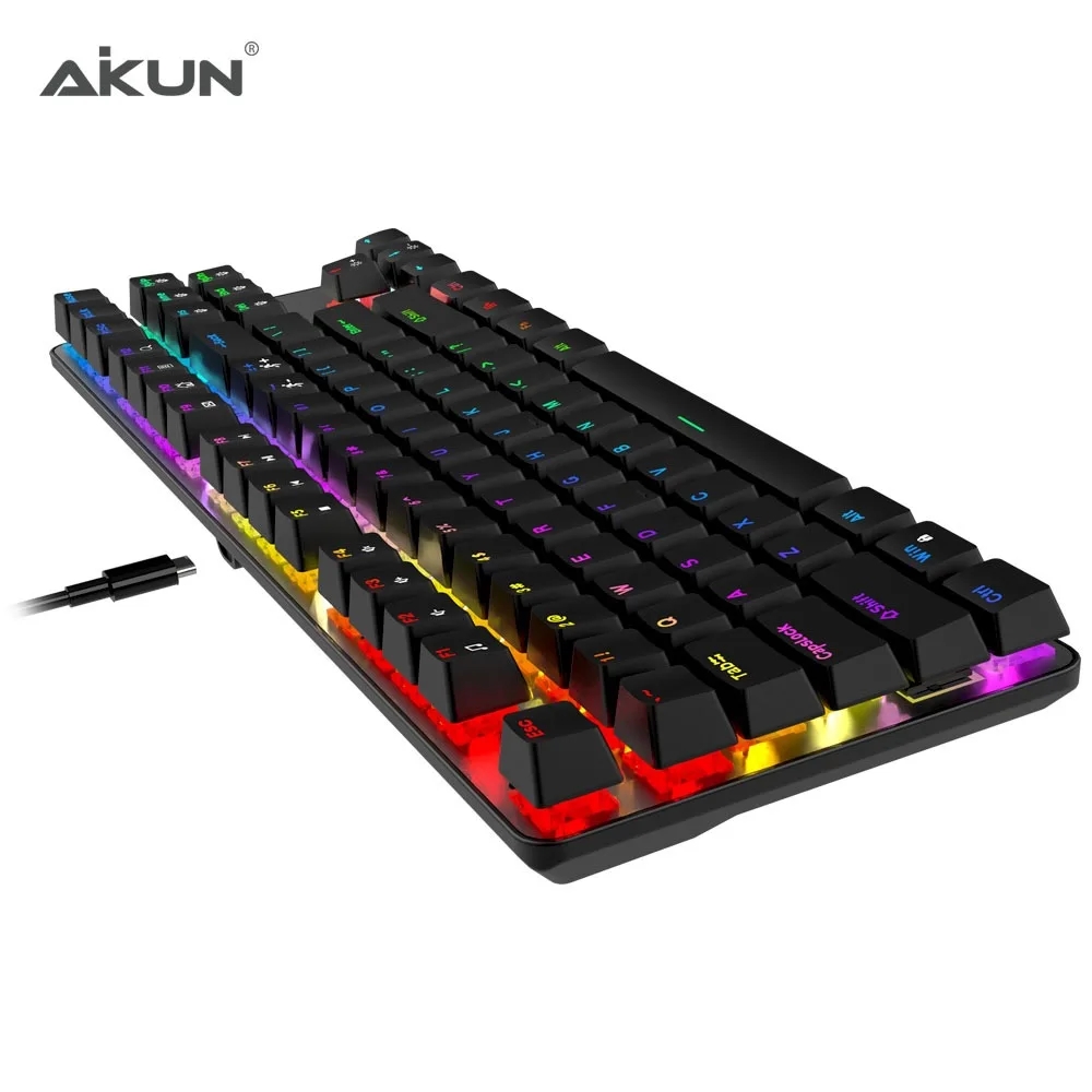 Проводная игровая клавиатура AIKUN GX9870 с RGB подсветкой 7 л механические переключатели Мультимедийные портативные мини-клавиатуры 87