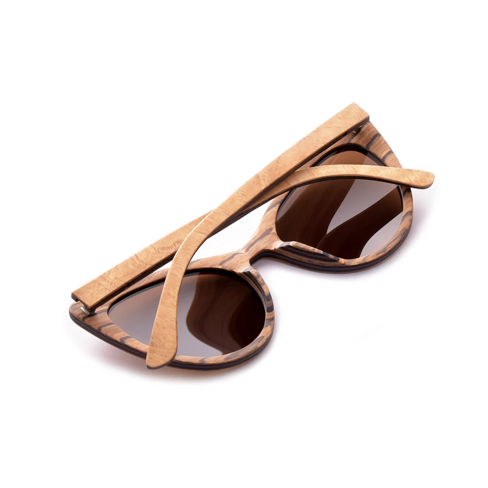 Cat Eye Wood Sunglasses for Women 2022 Luxury Designer Polarized Abalone Shell Black Sun Glasses Men Driving Shades