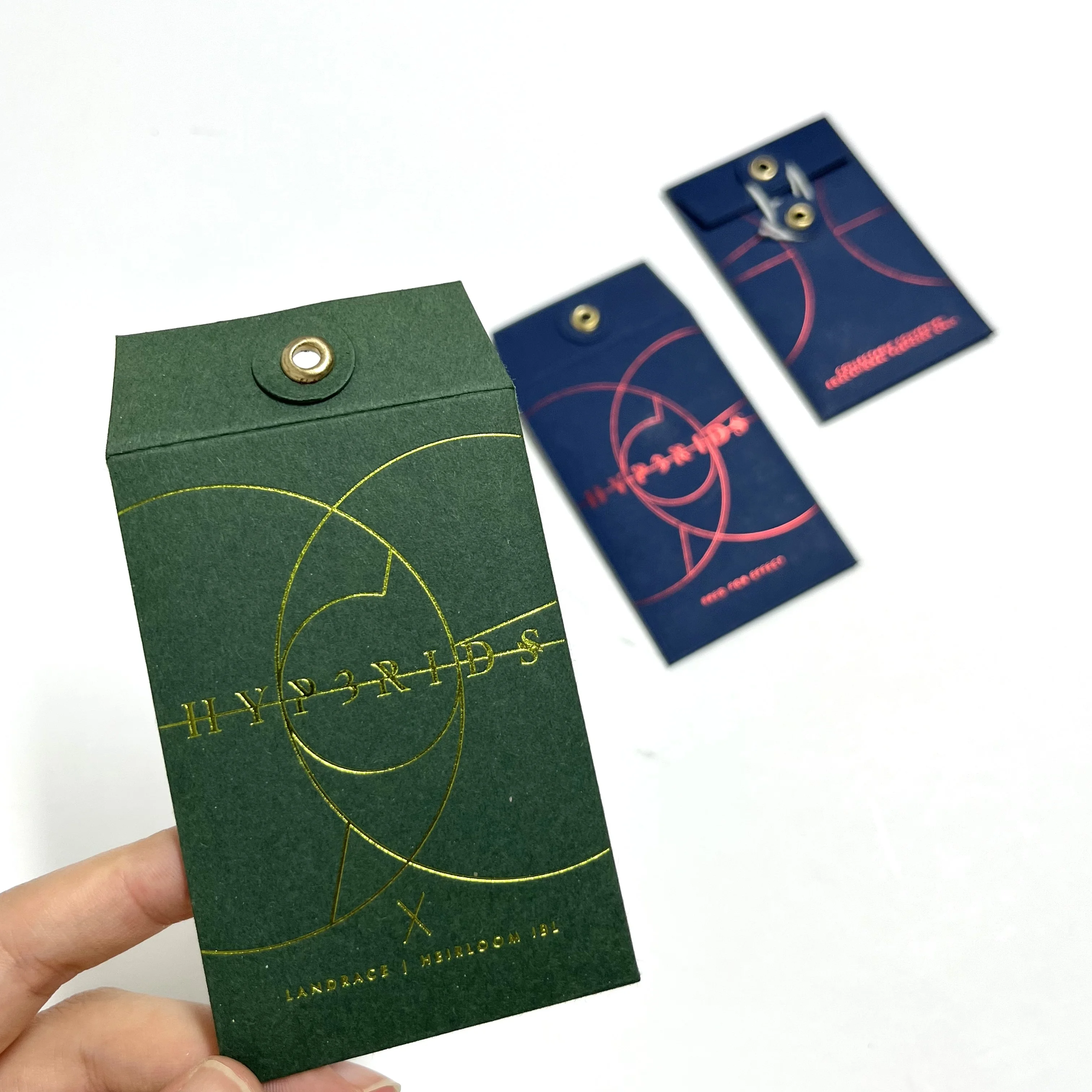 Custom Printing Mini Jewelry Packaging Black Brown Kraft Paper Envelope with Button and String