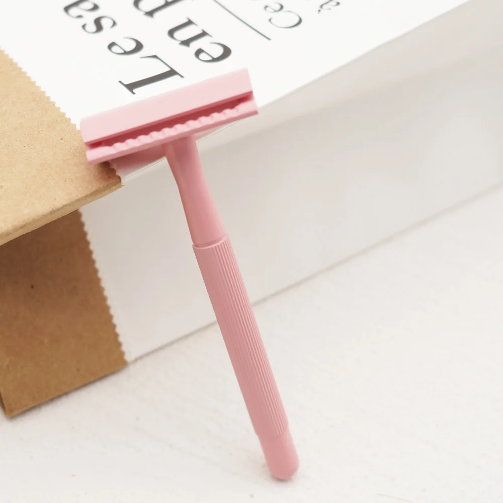 Wholesale  Hair Removal Cosmetics Daily Use Metal Pink Safety Razor Best Double Edge Shaving Razor for women