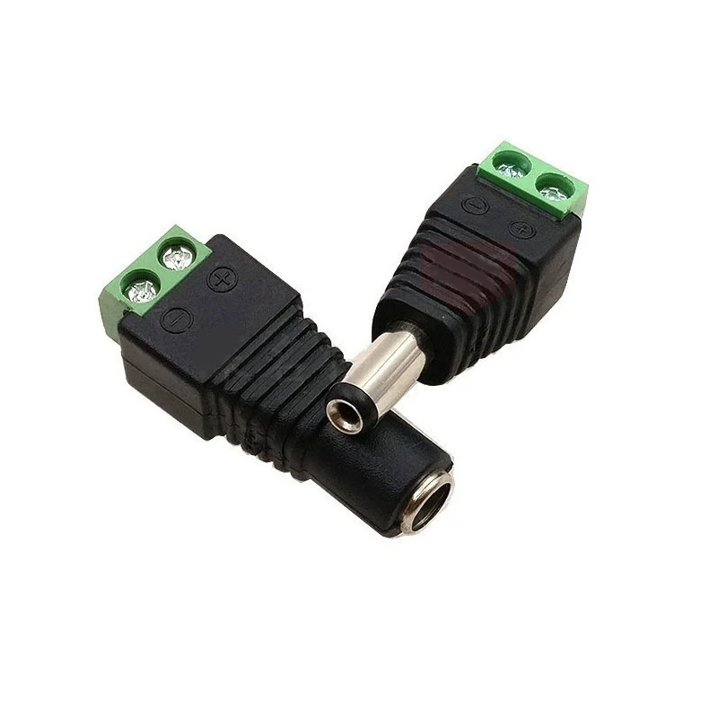 Factory price male DC Power 5.5*2.1mm Connector Jack Plug to 2 Pin Solderless screw for cctv camera