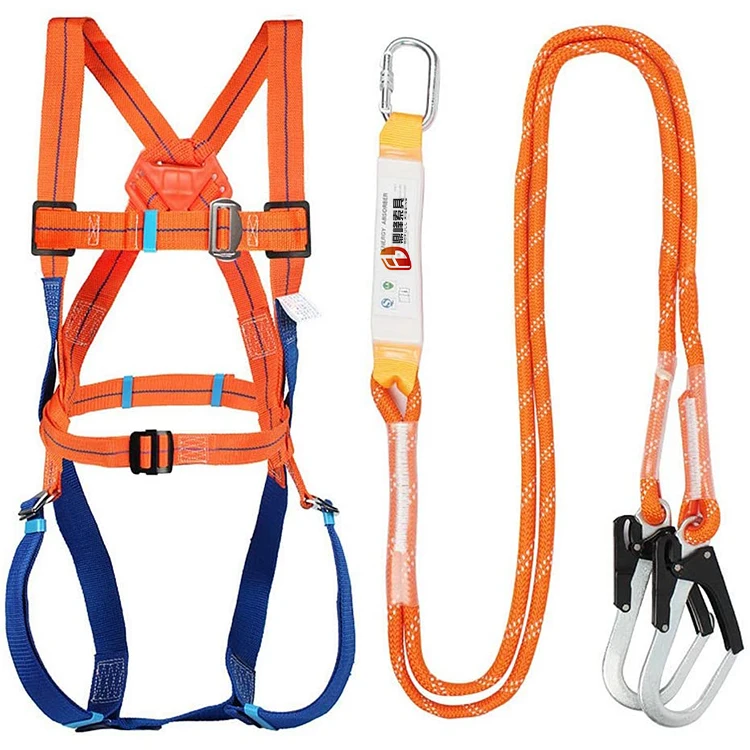 
Cheap price full body safety harness with double hook lanyard 