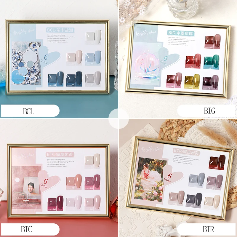 96 colors Collection Gel Polish Set 6 Colors Violet Grape Lavender Periwinkle Gel Polish Kit Glitter Soak Off Nail Art Varnish