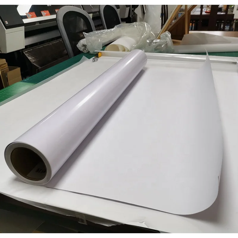 140gsm White Black glue Eco Solvent Printing Glossy PVC Print Adhesive Car Wrap Vinyl Sticker Self Vinyl Roll