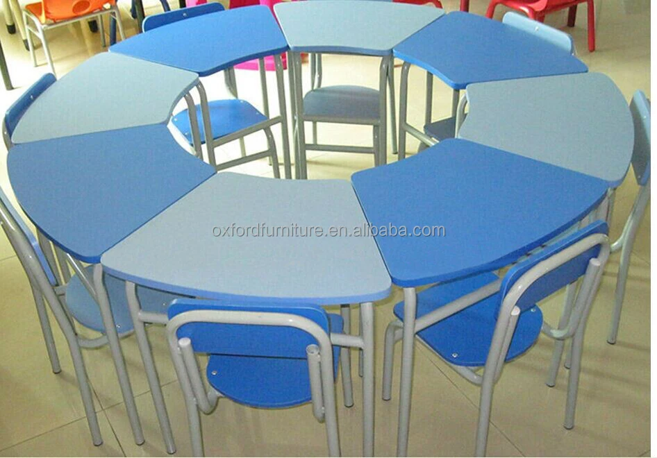 Modern Comfortable Student Desk and Chair Set for Classroom Use Made of Wood Iron Metal School Furniture