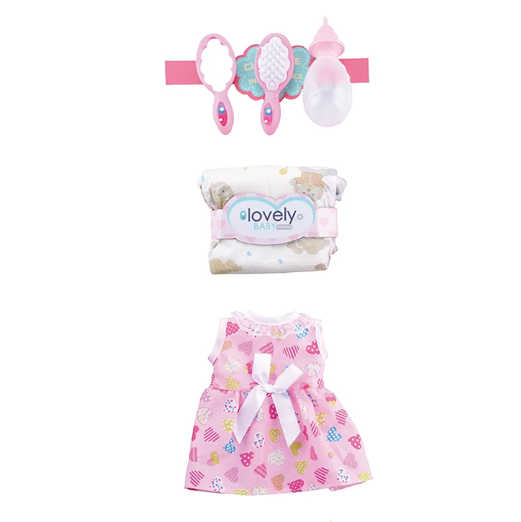 14 inch 4 Sounds Boneco Comb Mirror Bottle Diaper Skirt Drink Water Piss House baby doll toys