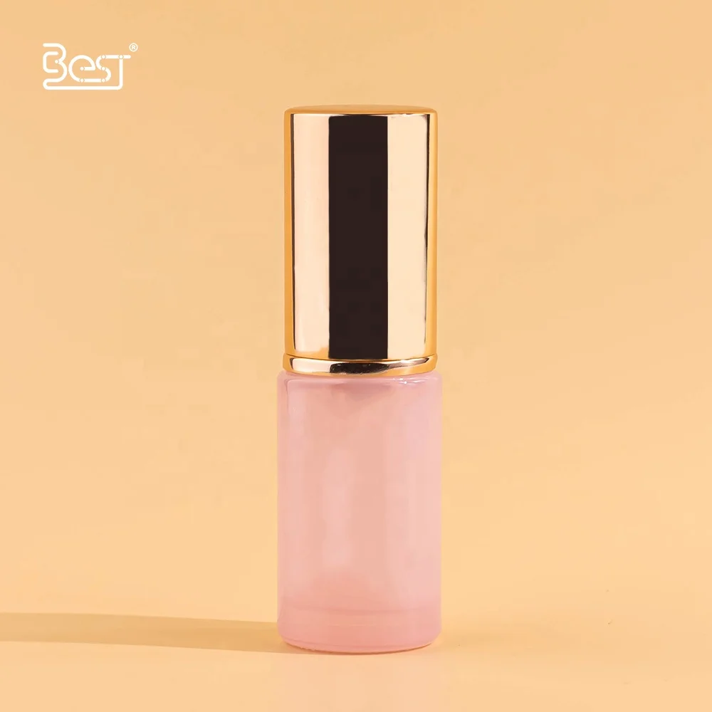 20ml 50ml Travel Skincare Set Light Pink Essential Serum Cream Customized Glass Bottle and Jar with Gold Cosmetic PUMP Sprayer