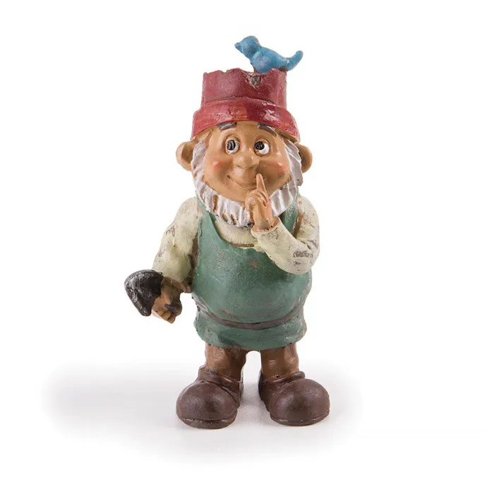 Polyresin/resin Garden Dwarf Miniature Fairy Gnome Set Tiny Sleeping Sitting Little Man Bird on Hat