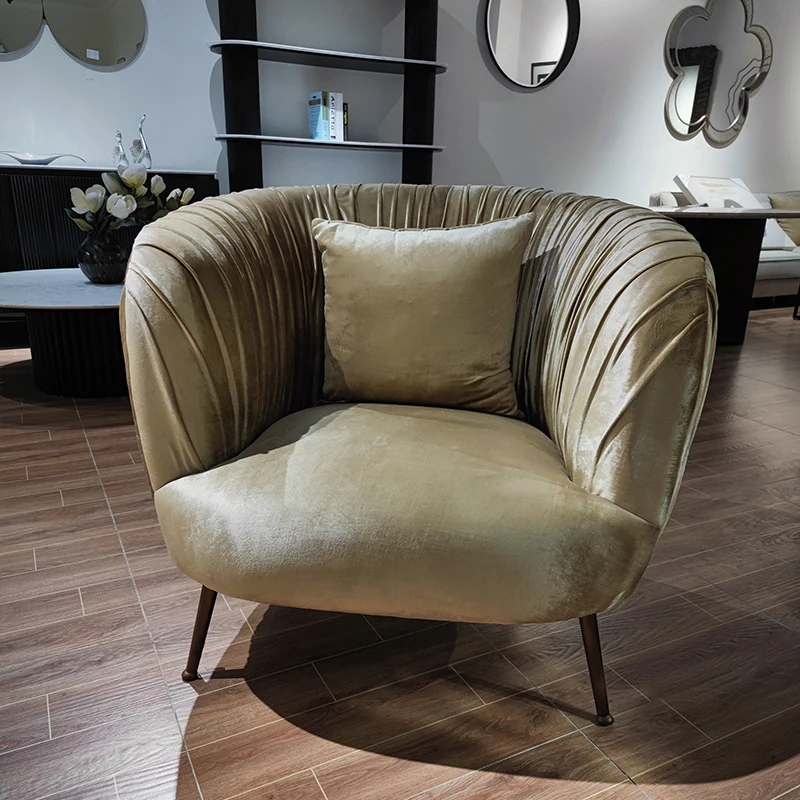 Wholesale supply Arm Chair With Stainless Steel Legs Fabric Round Sofa Chair