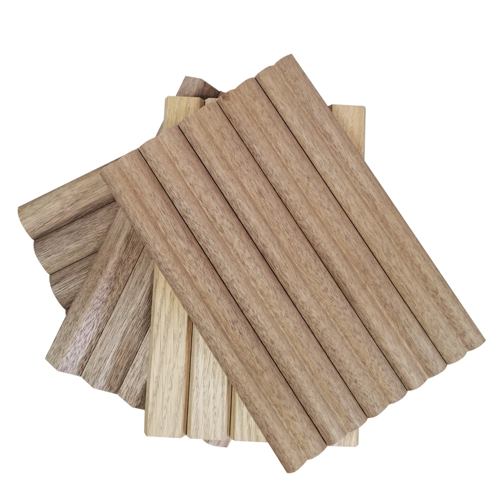 Veneered Surface 13mm Flexible Fluted MDF Wall Panel Back Kraft Paper Slats Meticulously Attached Interior Decoration Wall Panel