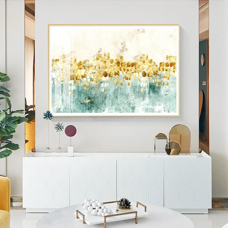 Modern Large Light Luxury Framed Textured Handmade Abstract Gold Canvas Oil Painting For Home Wall Art Living Room Decor