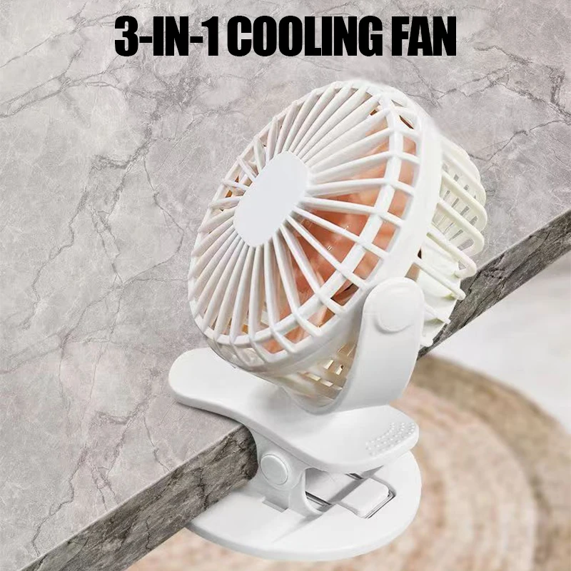2024 Best Selling Cool Breeze Cooling Fan USB Rechargeable 360Rotating Fan With Battery Home Summer Anti-slip Cushion Clip Fan