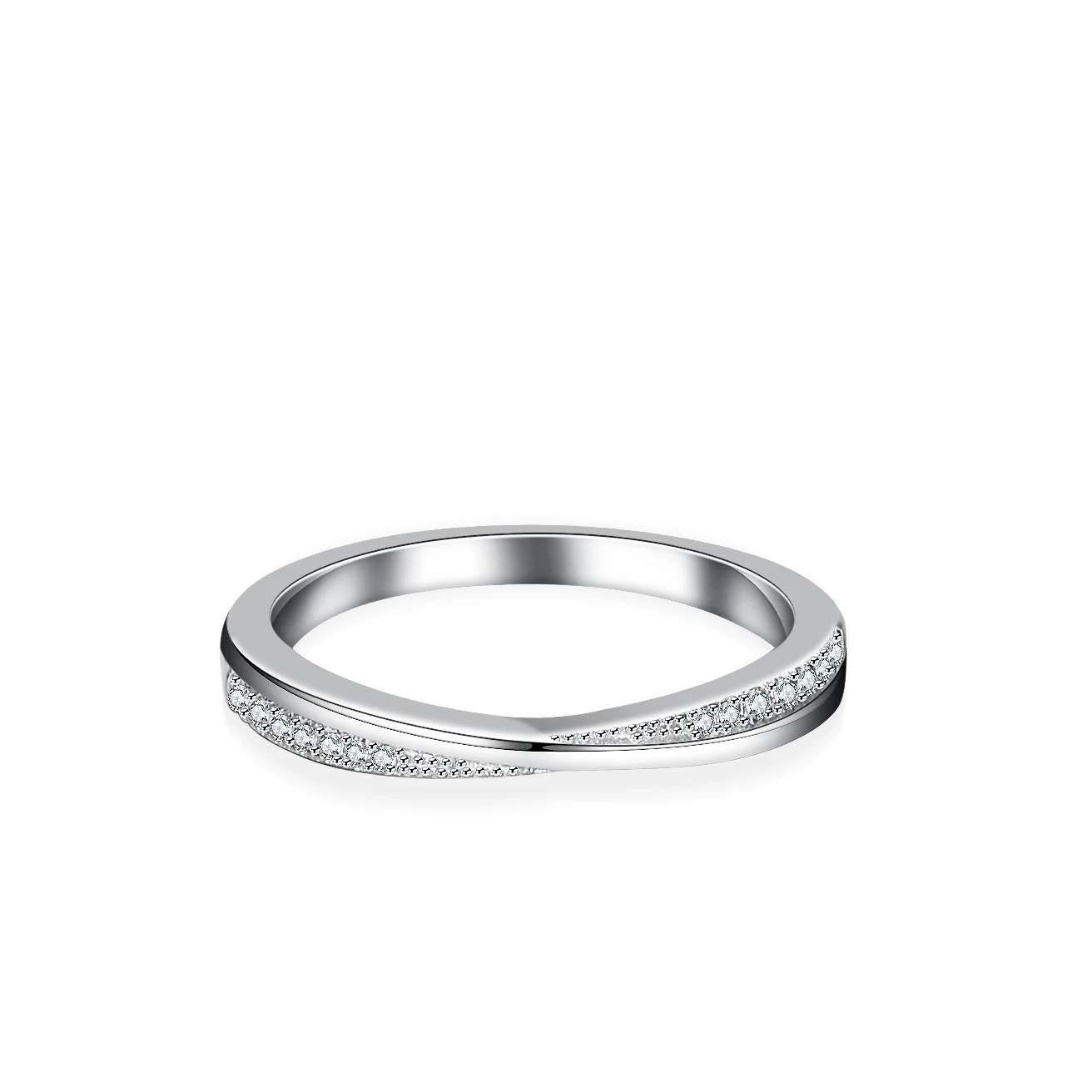 Fine Jewelry Round Cut Eternity Ring Ring Rhodium Plated 925 Sterling Silver VVS Moissanite Diamond mossanite jewelry