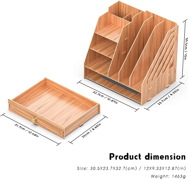 Tonsmile Hot Selling Modern Cherry Wooden Office A4 Stationery Desk Organiser