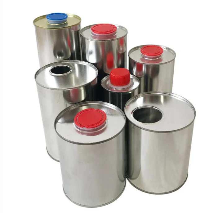 Custom Silver/White 5 Liter 1L industry Paint Round Tin chemical Bucket Metal Glue Paint chemical paint oil tin can