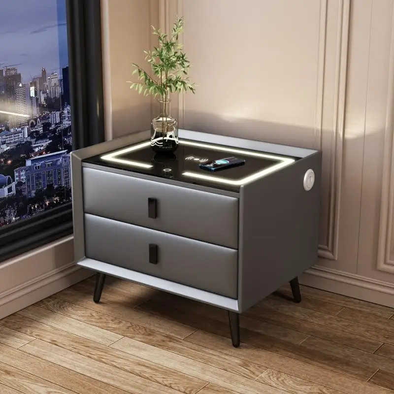 Интеллектуальный прикроватный столик современный простой многофункциональный прикроватный столик с беспроводной зарядкой цветная лампа со сканером отпечатков пальцев и блокировкой звука