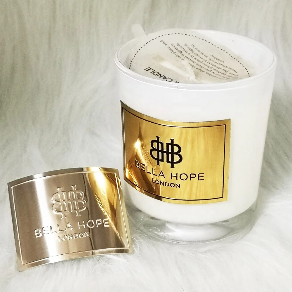 High Quality Luxury Candle Jar Gold metal Logo Stickers Printing Custom candle label printing