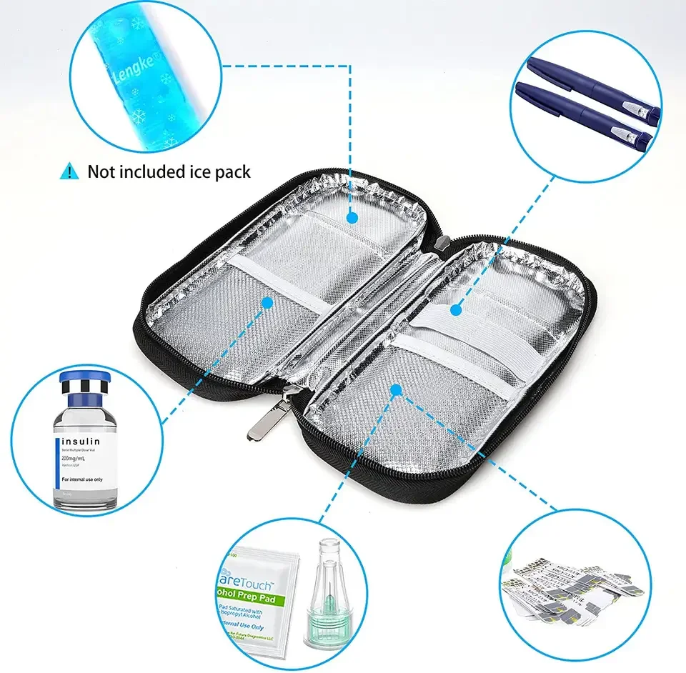 Custom Logo Diabetes Medicine Ice Bag Travel Insulated Breastmilk Cooler Bag Portable Insulin Cooler Bag Case