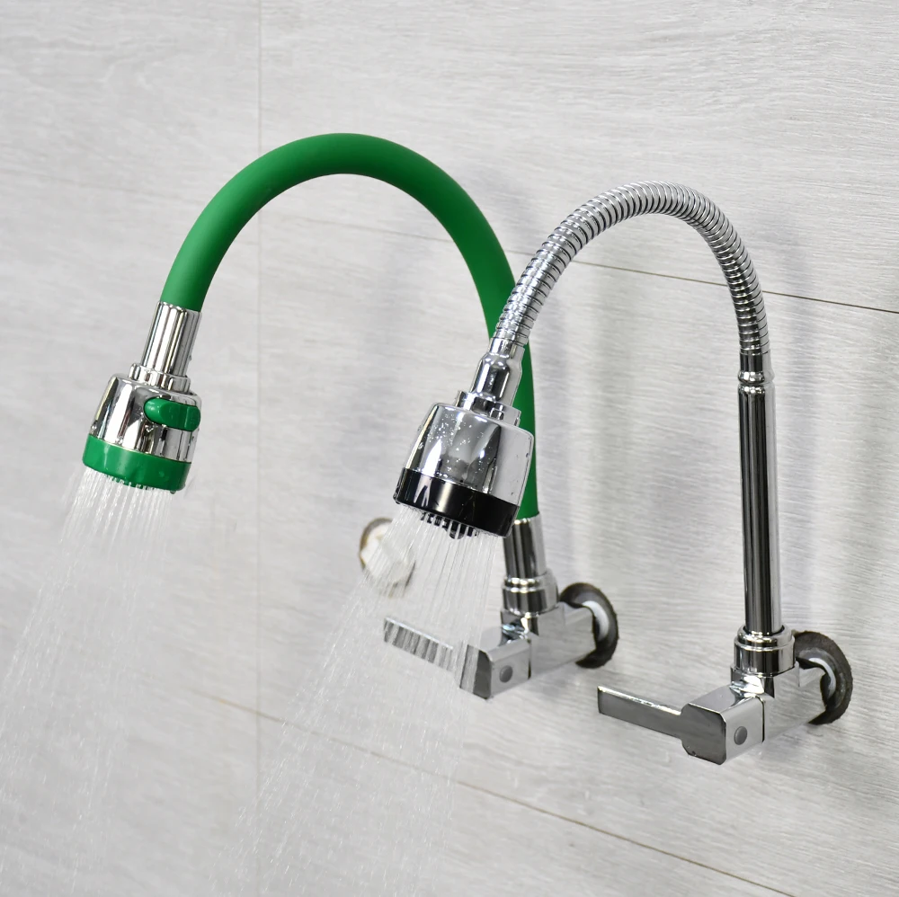 2023 Zinc  Wall Flex Kitchen Faucet Hose Single Handle Sink Water Tap Wholesale