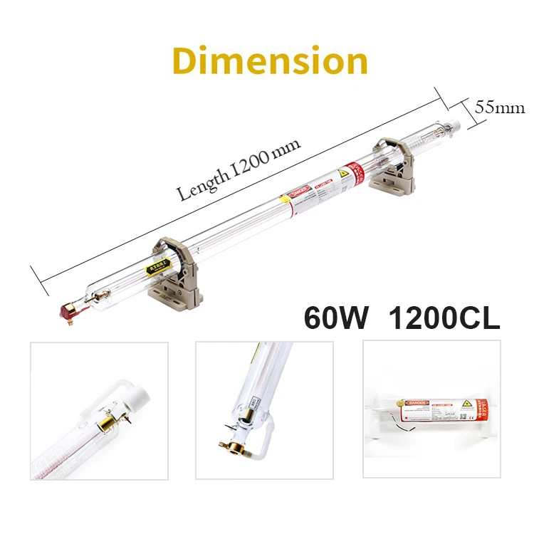 tabung co2 laser tube co 60 watt 1200*55mm catalyst coating ceramic head 1 year warranty from Beijing EFR Lasea l