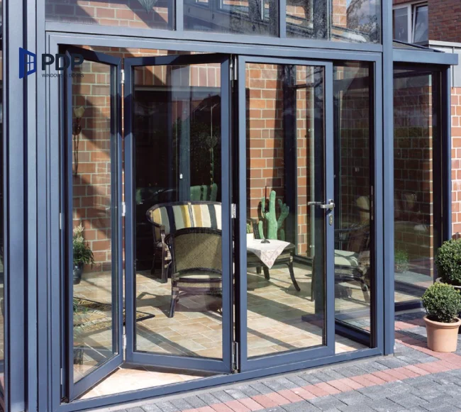 Folding Doors Wind Pressure Resistance Weather Resistant Patio Sliding Screen Chinese Door