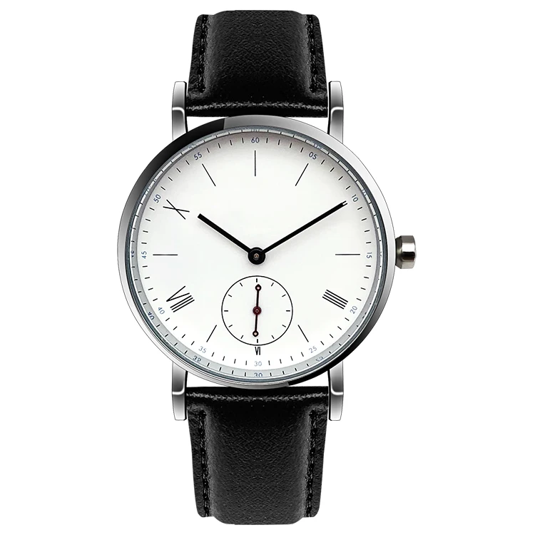 Unisex Women Watches black leather strap separate second chronograph women watch