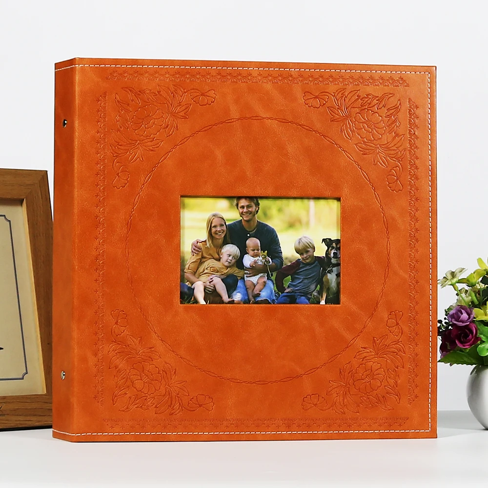 2023 Custom Wholesale Hardcover pu leather photo album 4x6 Self adhesive photo album scrapbook Wedding memory book with Stickers