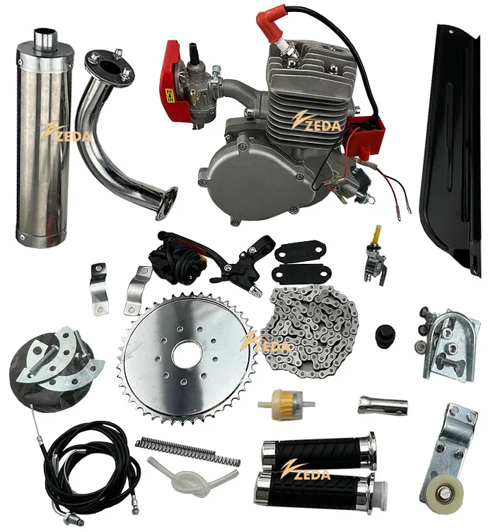 ZEDA 2 tiempos 50cc 80cc 100cc комплект для велосипедного двигателя из нержавеющей стали тихий выхлопной