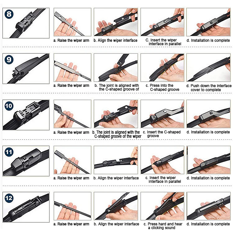 Factory high quality multifunctional highly clean windshield 95% car wiper blade rubber strip wipers for 95% car model
