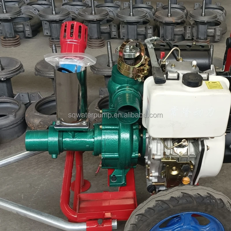 Double bladed high-pressure pump diesel engine, small hand pushed 3-inch pump for simple drip irrigation