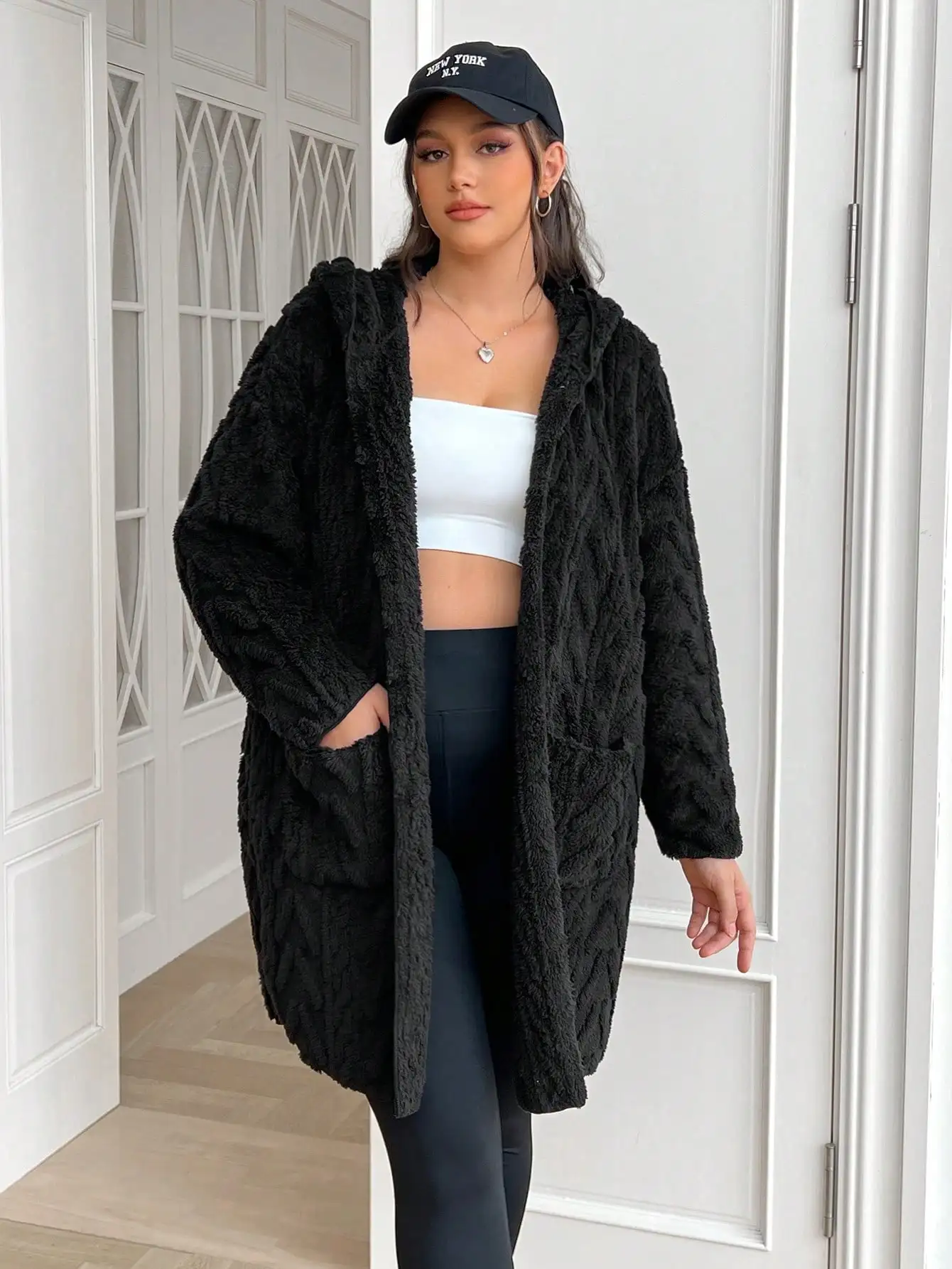 High Quality Custom Winter Clothes for Women Plus Size Thick Fleece Long Fur Coat Lined Cardigan Warm Sherpa Fleece Jacket