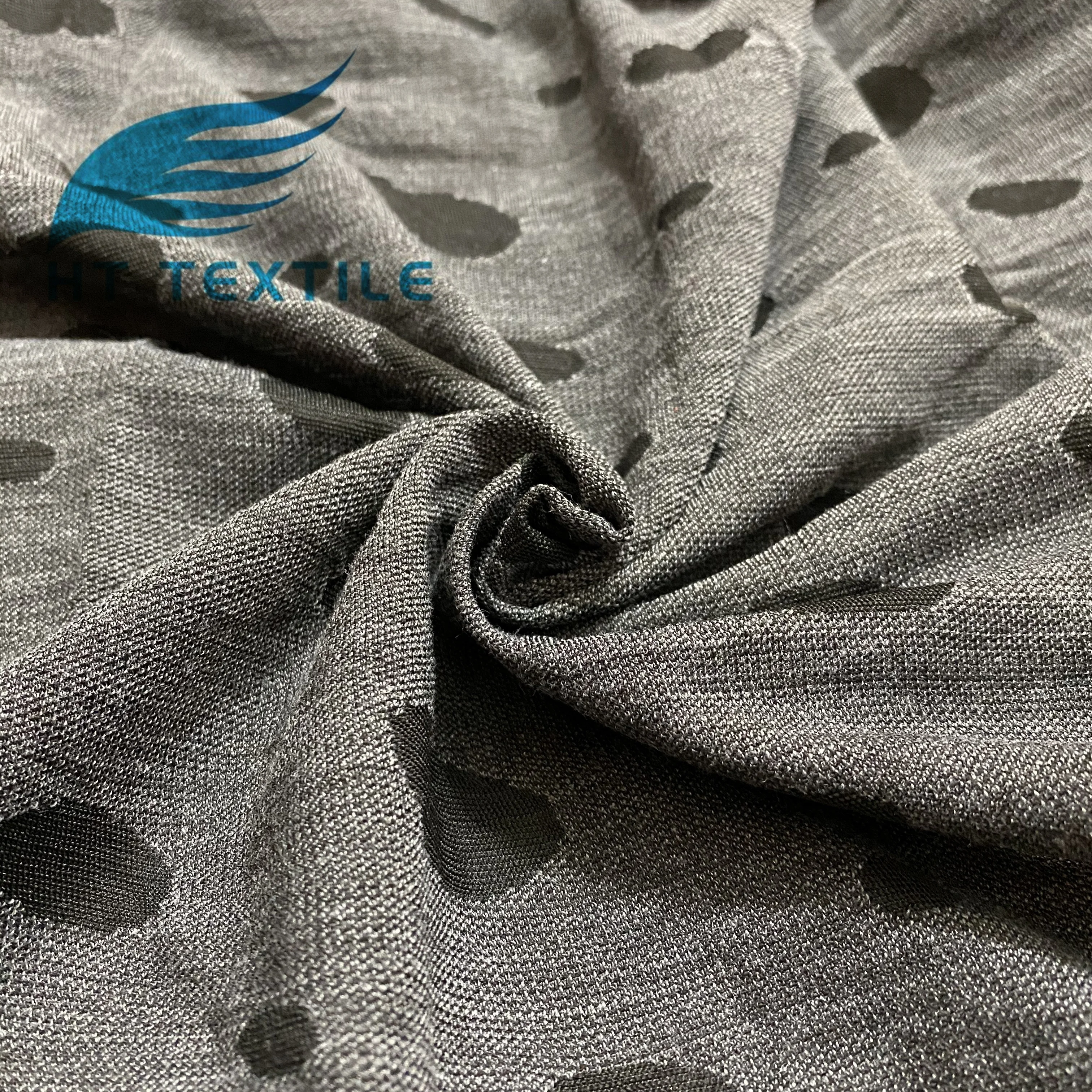 Wholesale polyester dobby pattern jacquard melange hearther terry knit fabric