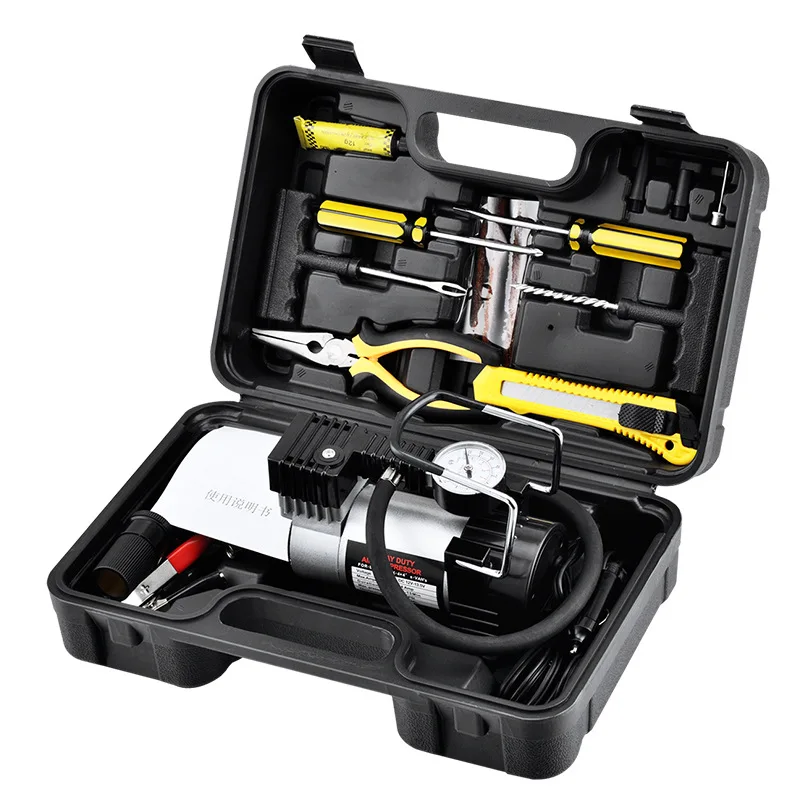 100 Psi 12 В Автомобильный Электрический портативный автомобильный накачитель автомобильных шин металлический воздушный компрессор с инструментами