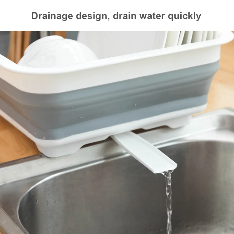 Collapsible Dish Drying Rack Foldable Portable Dinnerware Organizer Plastic Dish Drainer for Kitchen