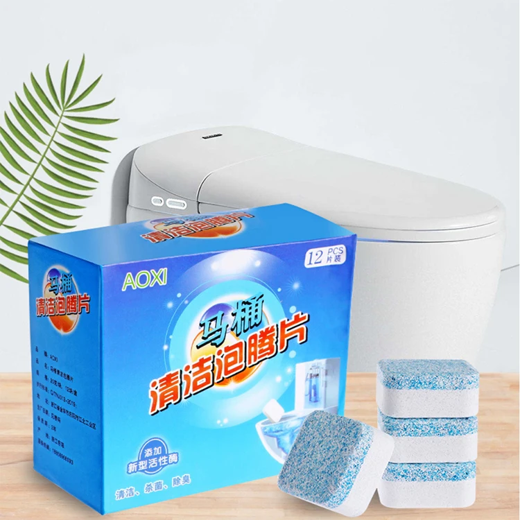 A2270    Home 12pcs/box Toilet Clean Effervescent Tablets Descaling Remove Odor Stain Cleaning Deodorizer Slice