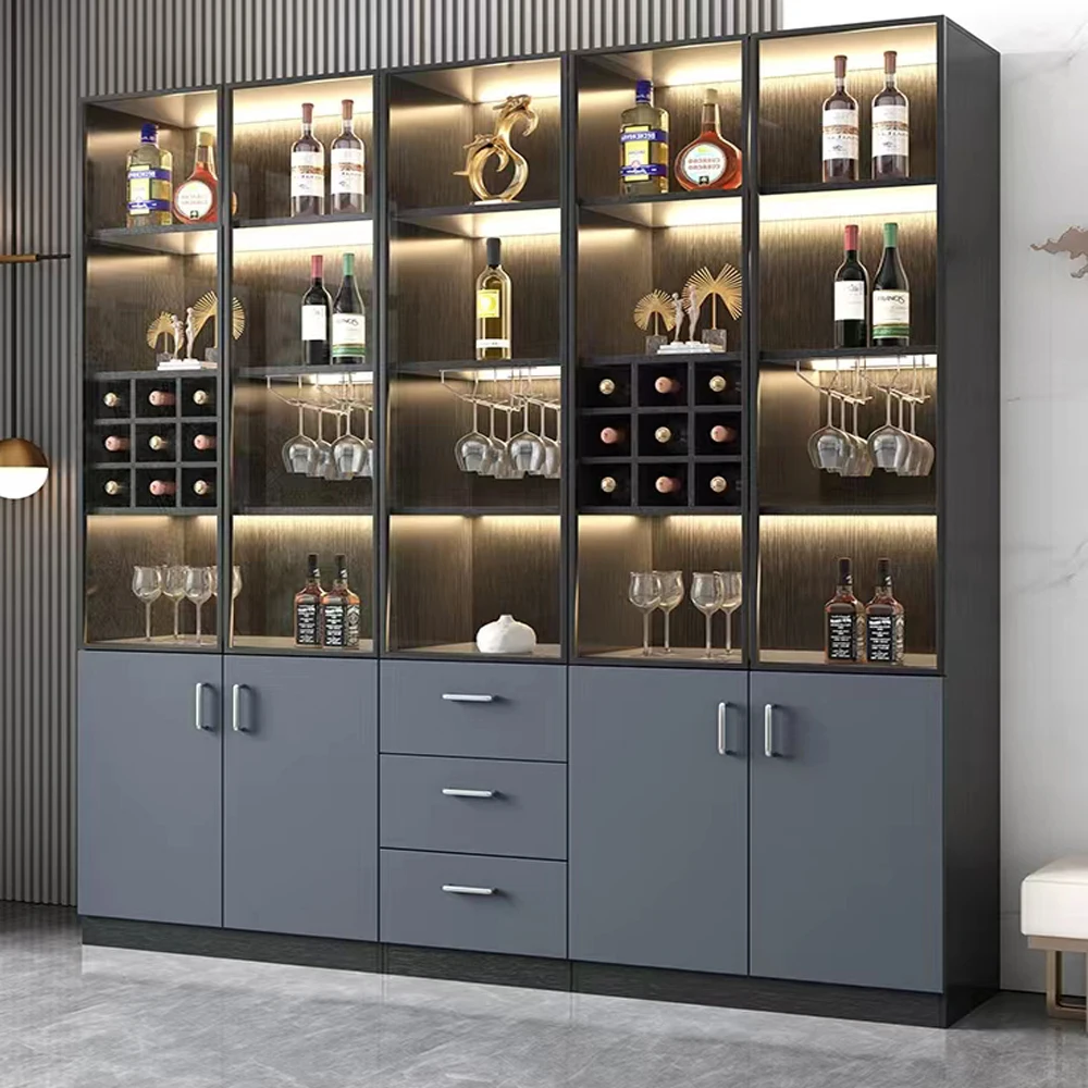 Custom Made Corner Luxury Glass Holder Wine Showcase Cabinets