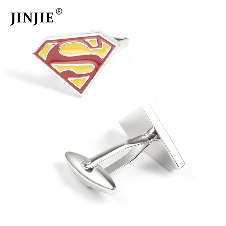 JINJIE Retail ready to ship novelty superman hero enamel cufflinks gift for men shirt