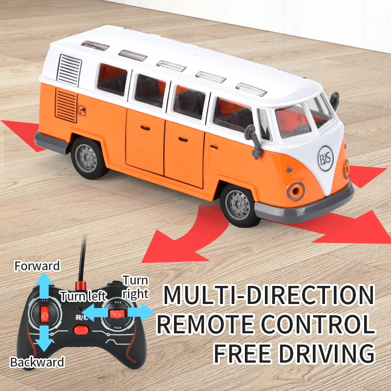 KSF TOP Selling 1:30 Four Way RC Bus Car Toys City Retro Vehicle Remote Control Bus Model Car With Light Sound