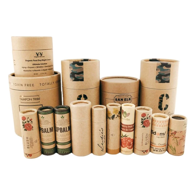 Custom Logo Paper Canister Printing Corrugated Gift Beautiful Design Kraft Paper Tube Brown Round Cylinder Packaging Box