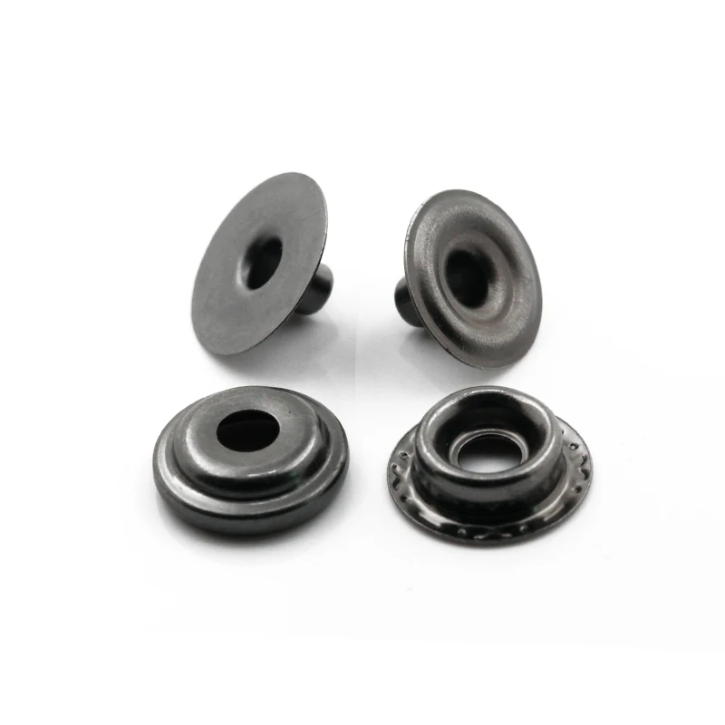 Factory direct sale 15 mm hidden cap round shape ring metal press snap button for garment coat