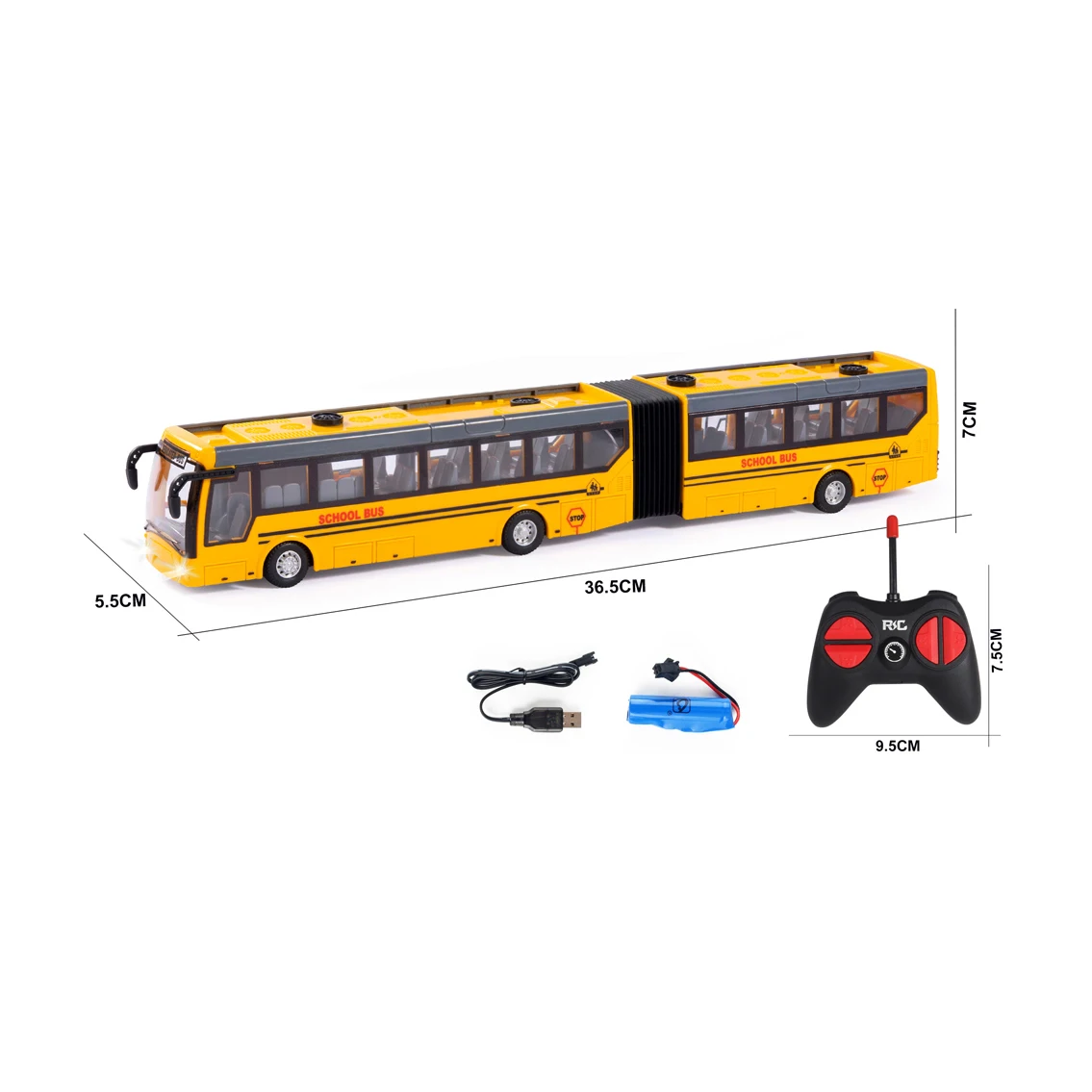 Wholesale Radio Remote Control Bus 1: 32 Scale 27mhz 4ch Full Function RC Car Bus Toy School/Tour/City Bus with Lights