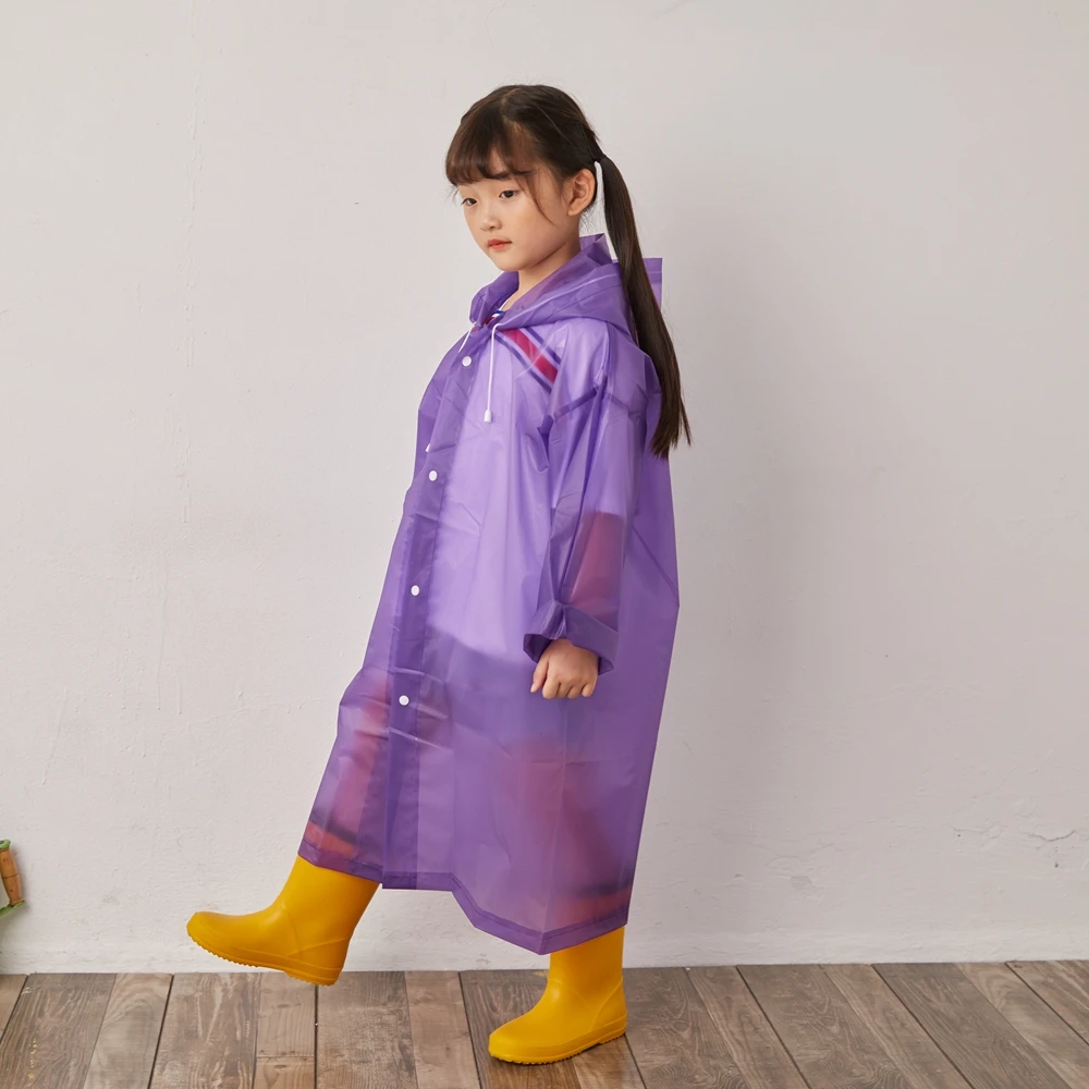 Прозрачный детский дождевик EVA с черной отделкой