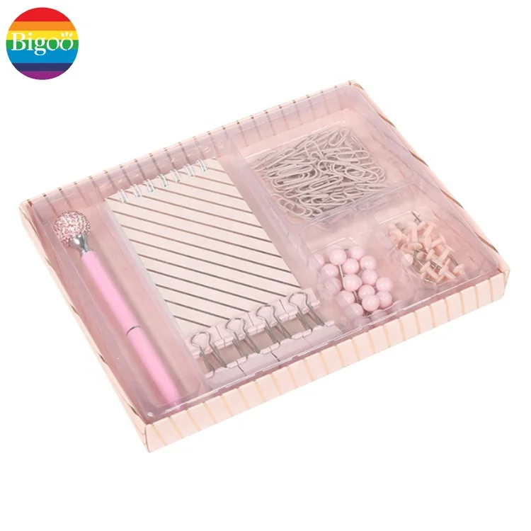 Candy color set of stationery set with assorted pieces in box package customized for office and school gift promotional