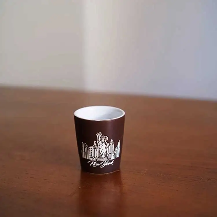 Custom Logo Ceramic 2oz Whiskey Cup Wine Sublimation Printing Souvenir Glass Shot Glass