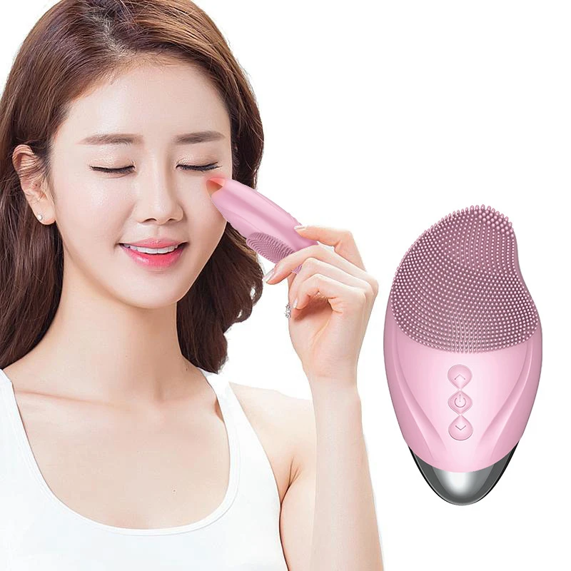 Mini Deep cleaning Waterproof Electric Facial Cleansing Brush Ultrasonic Soft Silicone Face Cleanser