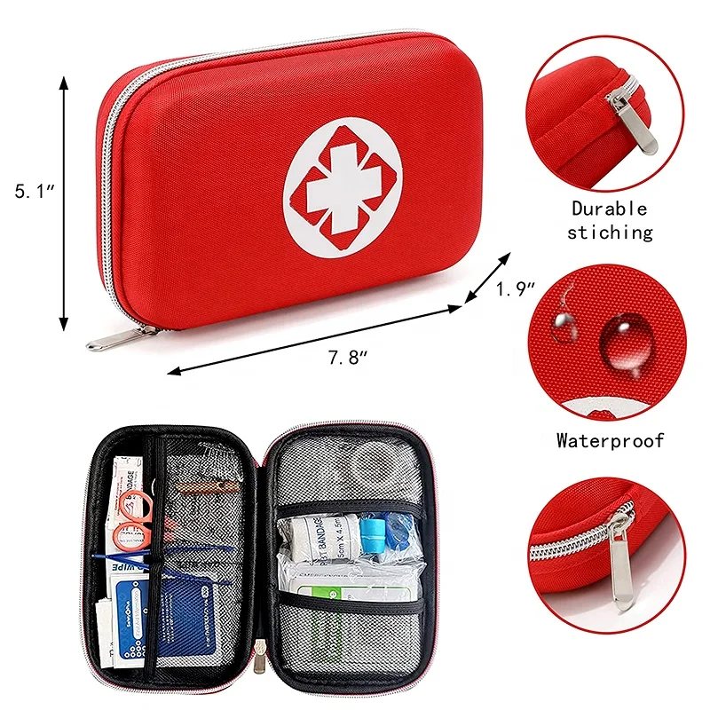 Car Home School Boat Camping Hiking Sports Emergency 175 in 1 Compact First Aid Kit with Zipper Bag